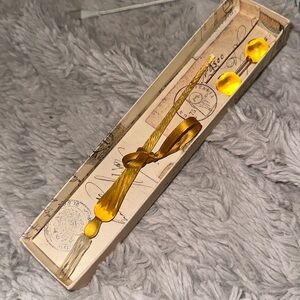 Murano rubinato amber Glass Pewter Calligraphy Pen Set with holder